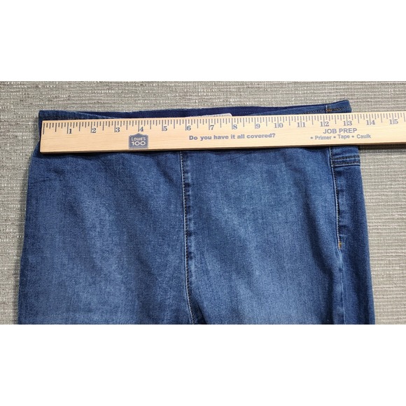Free People Penny Pull On Flare Jeans Blue High Rise Bell Bottom Raw Hem Size27R - Picture 10 of 12